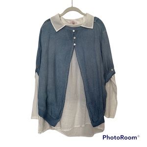 Scandal Italy 3pc blouse set NWOT M/L sold by Sundance Blue & White